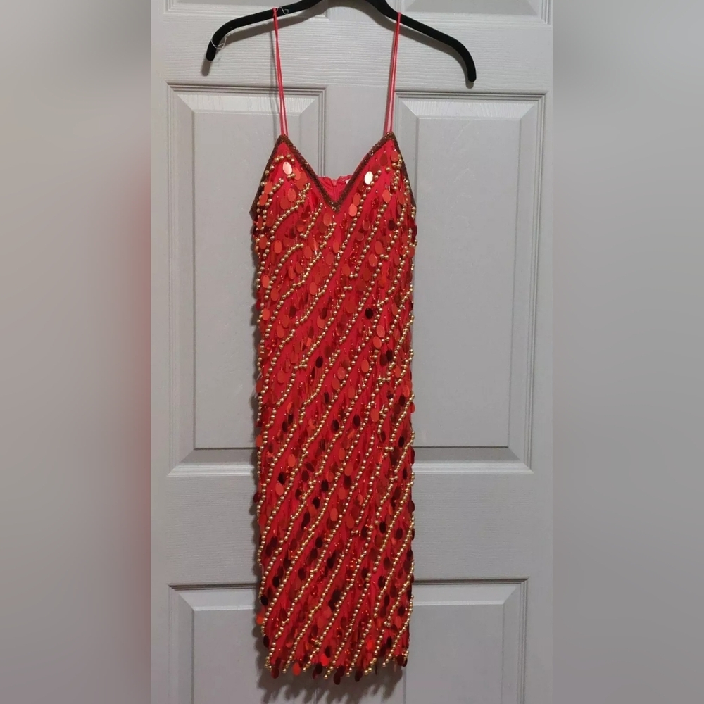 Vintage Shoe Max Originals Red Sequin Dress Size Small